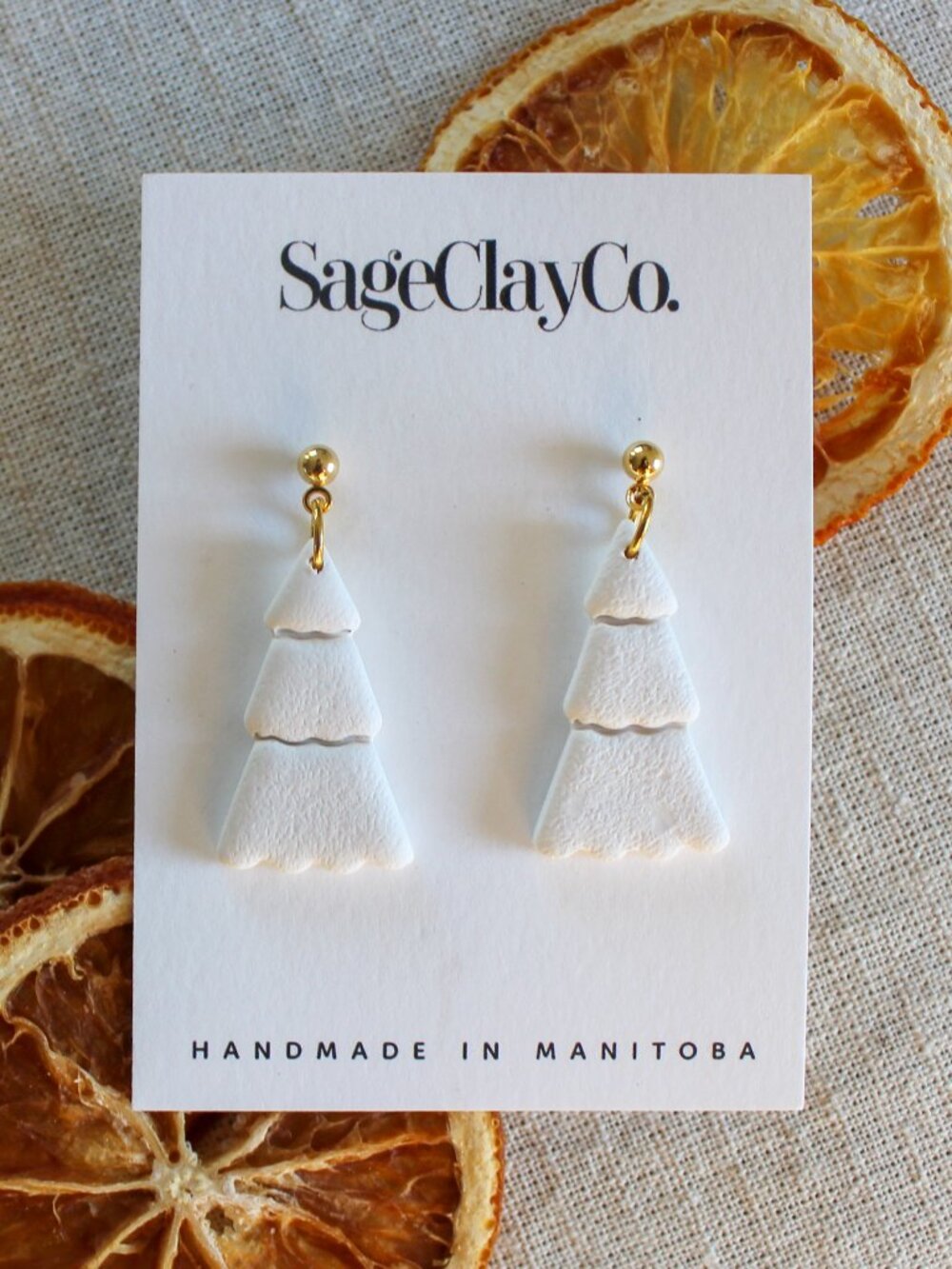 NWT Handmade Ivory Clay Tree Earrings